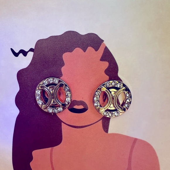 CELINE Gold and Rhinestone small buttons that have been turned into studs - Picture 13 of 15